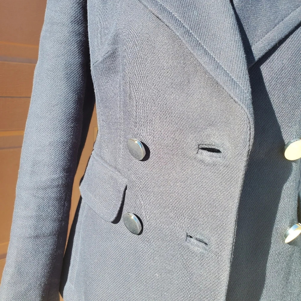 Banana Republic Navy Blue Women's Pea Coat Size XS Double Breasted Cropped - Picture 5 of 16